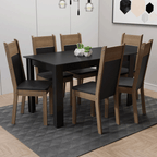 Juego de Comedor Medelin con 6 Sillas Negro/Marrón/Sintético Negro