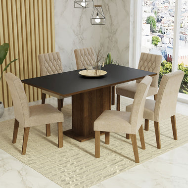 Juego de Comedor Hanna con 6 Sillas Marrón/Negro/Imperial