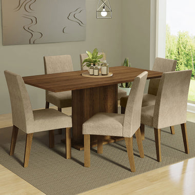 Juego de Comedor Renata con 6 Sillas Marrón/Imperial