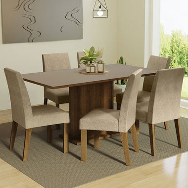 Juego de Comedor Renata con 6 Sillas Marrón/Crema/Imperial