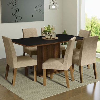 Juego de Comedor Renata con 6 Sillas Marrón/Negro/Imperial