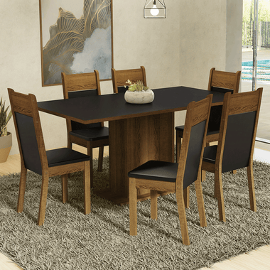 Juego de Comedor Augusta con 6 Sillas Negro/Marrón