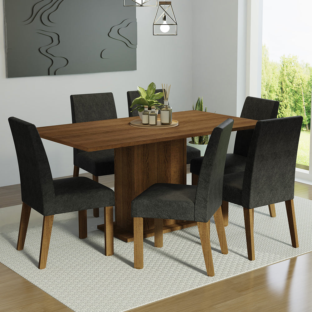 Juego de Comedor Renata con 6 Sillas Marrón/Oxford