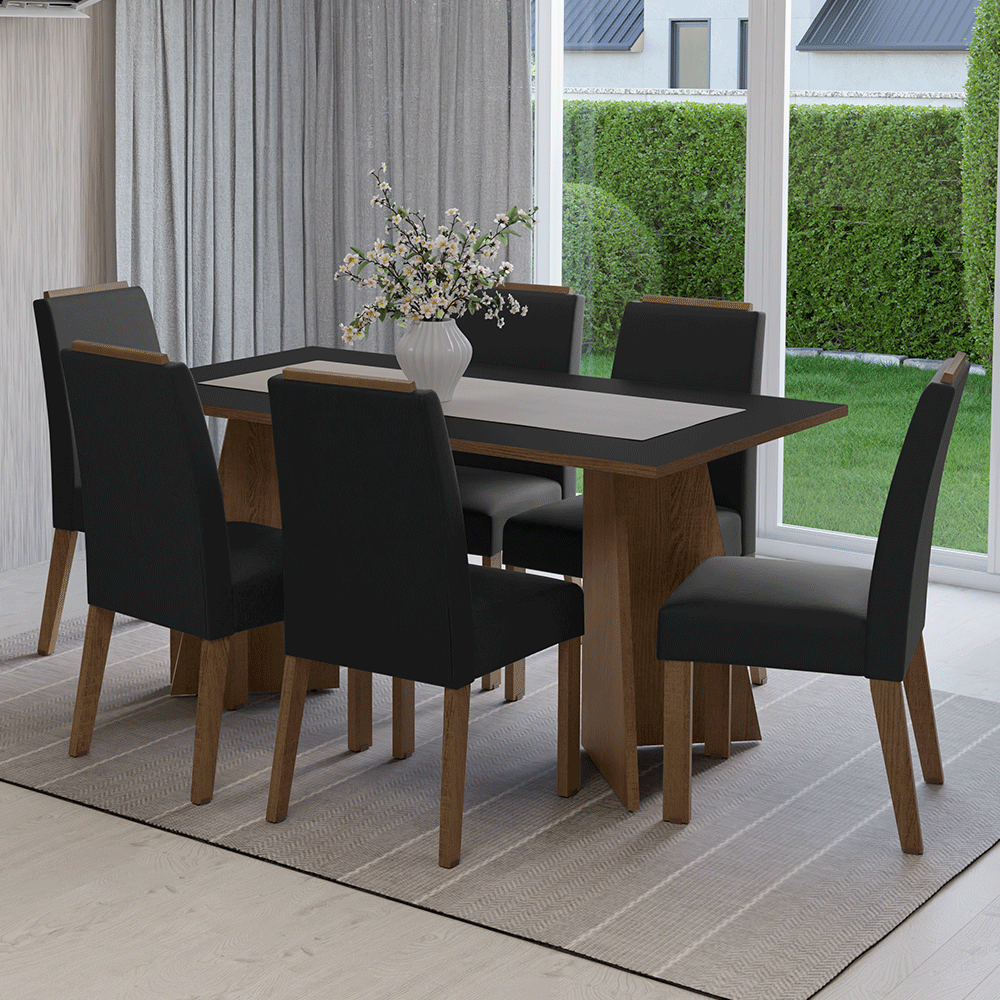 Juego de Comedor Soho con 6 Sillas Marrón/Negro/Oxford