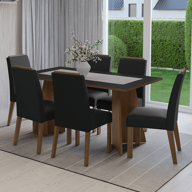 Juego de Comedor Soho con 6 Sillas Marrón/Negro/Oxford