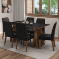 Juego de Comedor Leon con 6 Sillas Marrón/Negro/Oxford