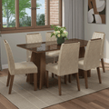 Juego de Comedor Sintra con 6 Sillas - Tablero de Madera y Cristal Marrón/Imperial