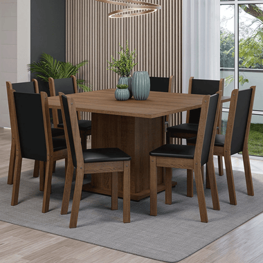 Juego de Comedor Marisa con 8 Sillas Marrón/Negro