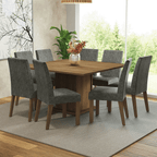 Juego de Comedor Doris con 8 Sillas Marrón/Plateado