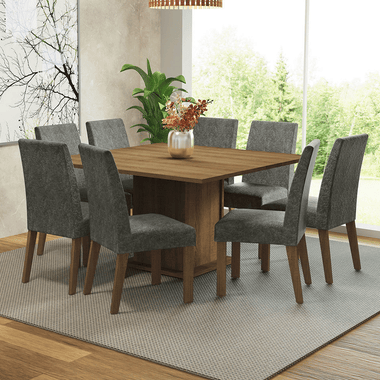 Juego de Comedor Doris con 8 Sillas Marrón/Plateado
