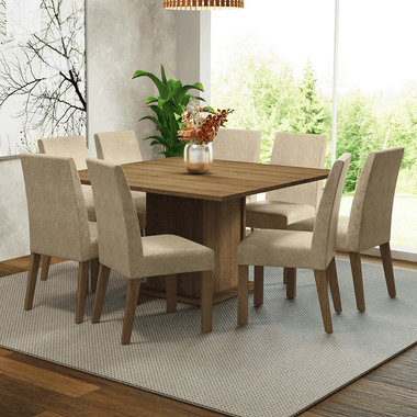 Juego de Comedor Doris con 8 Sillas Marrón/Imperial