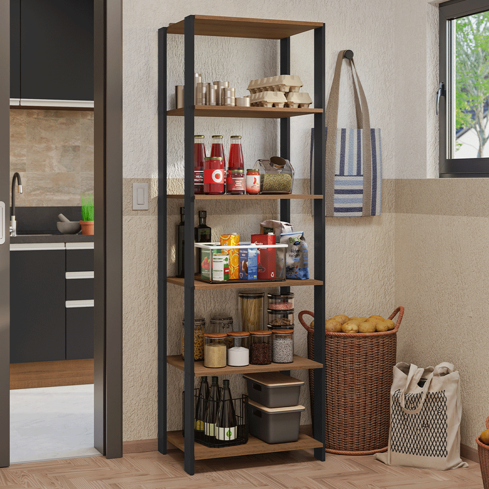 Estante Organizador Multiuso Madesa de 5 Repisas 59 cm Marrón/Negro