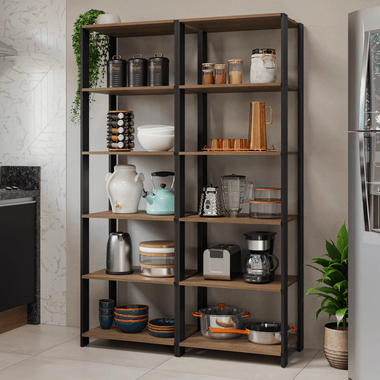Armario Estante Organizador Multiuso Madesa con 10 Niveles 118 cm Marrón/Negro