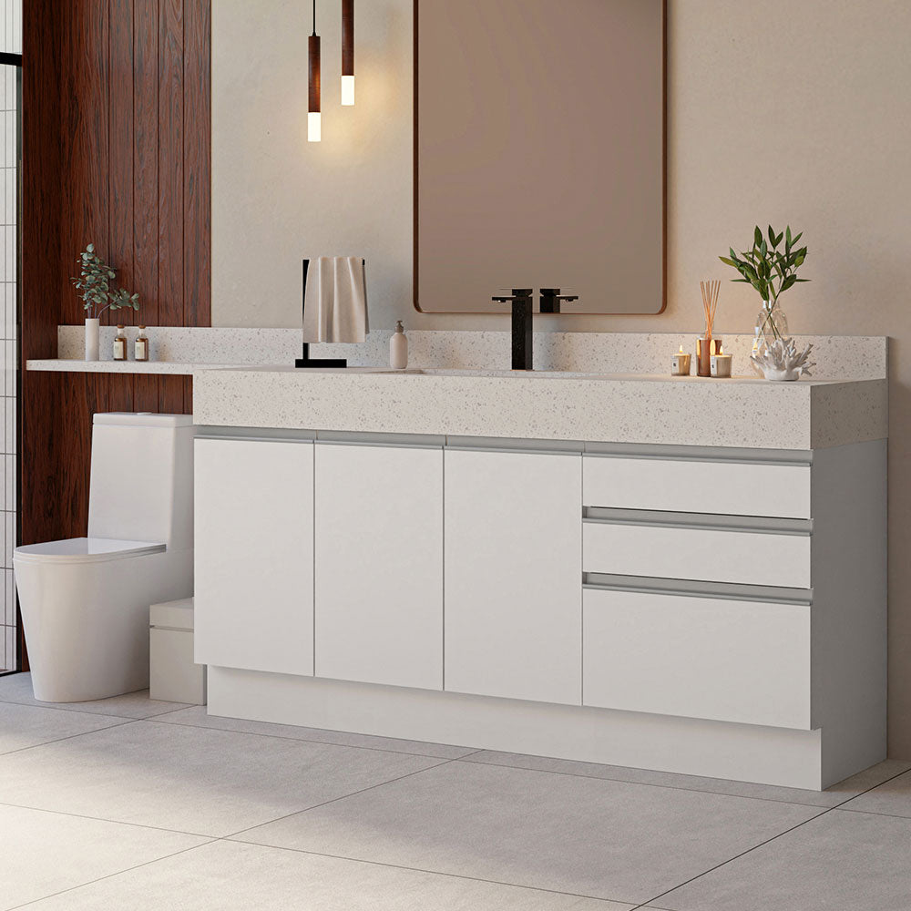 Kit 3 Muebles para Baño 180 cm 3 Puertas 3 Cajones con Encimeras