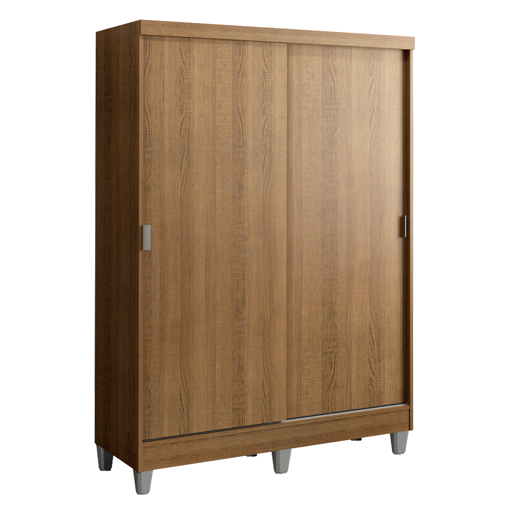 Clóset Luke con Patas 2 Puertas Corredizas 2 Cajones Marrón 192 cm x 120 cm x 53 cm
