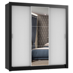 Clóset Monaco 3 Puertas Corredizas 1 Espejo Negro/Blanco 170 cm x 205 cm x 51 cm