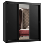 Clóset Monaco 3 Puertas Corredizas 1 Espejo Negro 170 cm x 205 cm x 51 cm