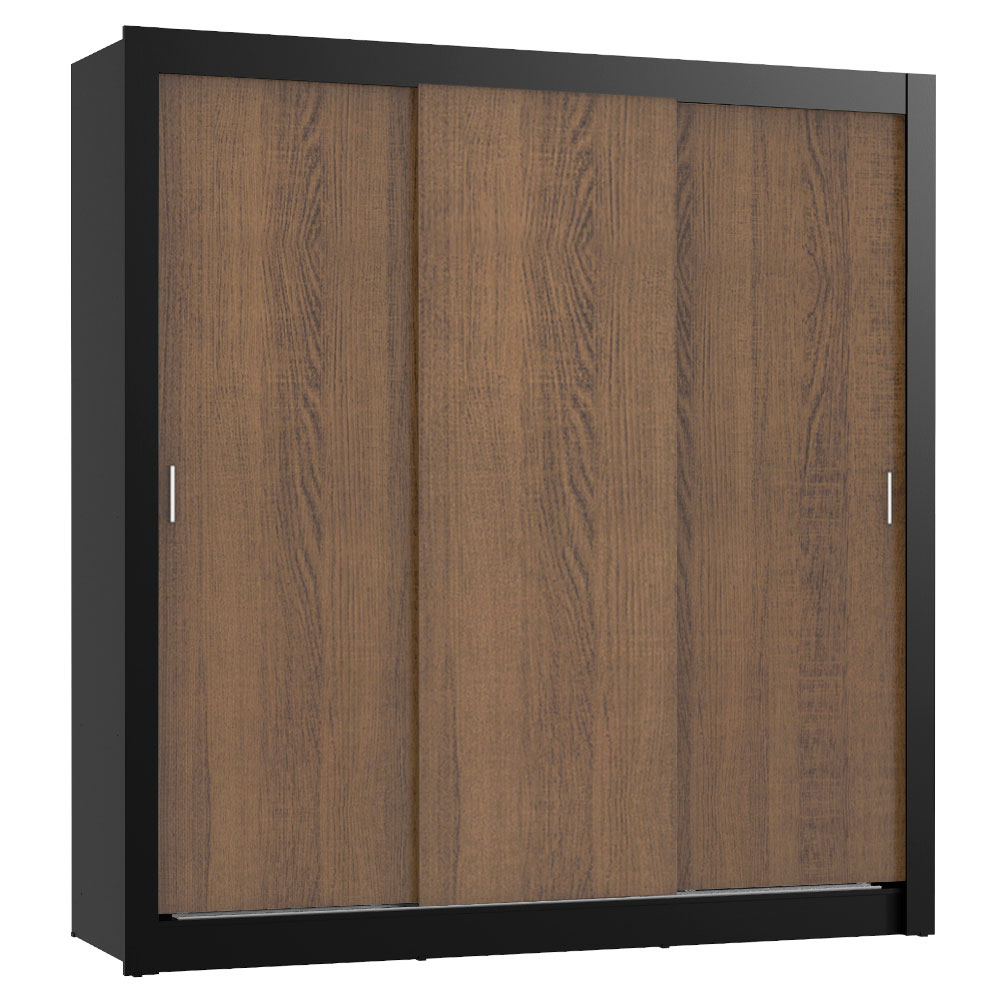 Clóset Monaco 3 Puertas Corredizas Negro/Marrón 170 cm x 205 cm x 51 cm