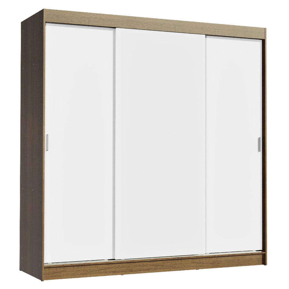 Clóset Reno 3 Puertas Corredizas 4 Cajones Marrón/Blanco 180 cm x 205 cm x 54 cm