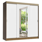 Clóset Reno 3 Puertas Corredizas 1 Espejo Marrón/Blanco 180 cm x 205 cm x 54 cm