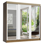 Clóset Reno 3 Puertas Corredizas con Espejos Marrón/Blanco 180 cm x 205 cm x 54 cm