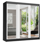 Clóset Reno 3 Puertas Corredizas con Espejos Negro/Blanco 180 cm x 205 cm x 54 cm