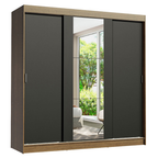 Clóset Reno 3 Puertas Corredizas 1 Espejo Marrón/Negro 180 cm x 205 cm x 54 cm