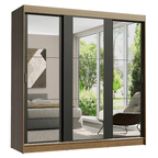 Clóset Reno 3 Puertas Corredizas con Espejos Marrón/Negro 180 cm x 205 cm x 54 cm