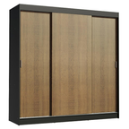 Clóset Reno 3 Puertas Corredizas 4 Cajones Negro/Marrón 180 cm x 205 cm x 54 cm