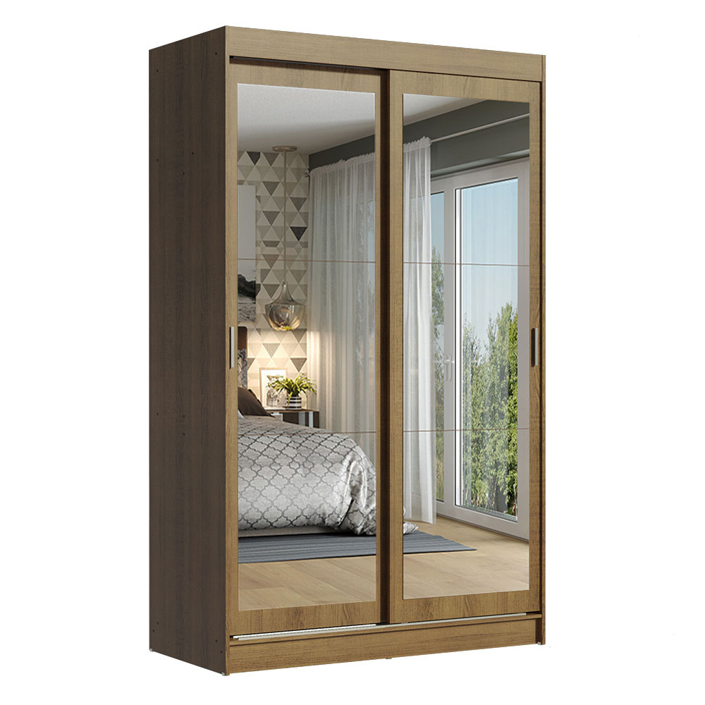 Clóset Tokio 2 Puertas Corredizas con Espejos Marrón 218 cm x 109 cm x 54 cm