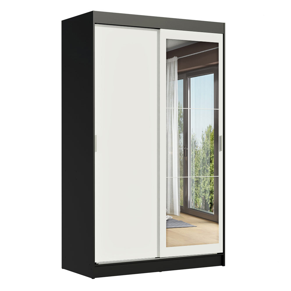 Clóset Tokio 2 Puertas Corredizas 1 Espejo Negro/Blanco 218 cm x 109 cm x 54 cm