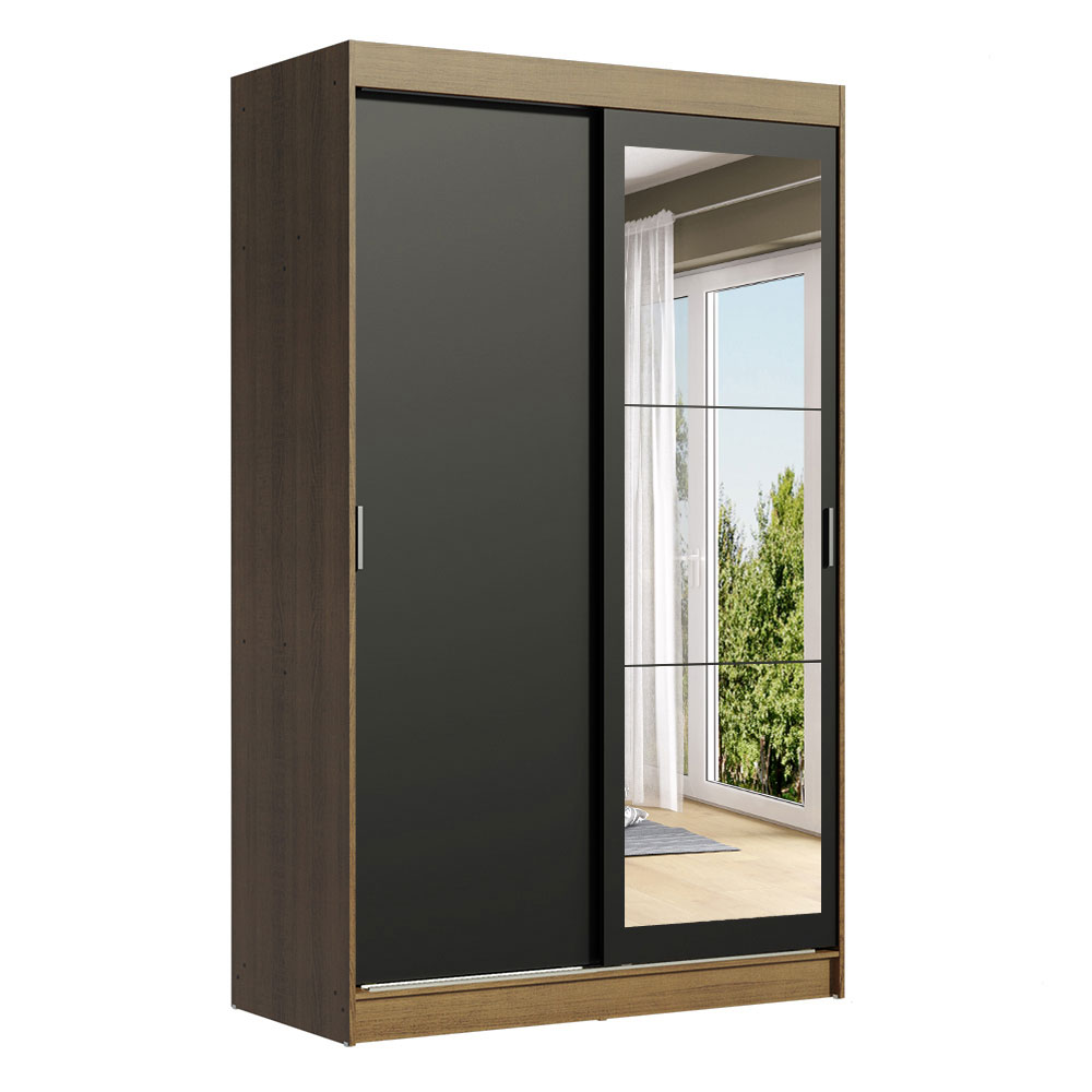 Clóset Tokio 2 Puertas Corredizas 1 Espejo Marrón/Negro 218 cm x 109 cm x 54 cm