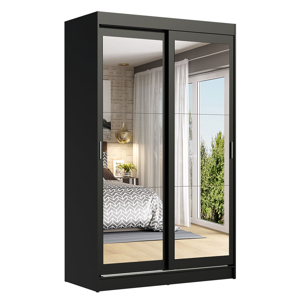 Clóset Tokio 2 Puertas Corredizas con Espejos Negro 218 cm x 109 cm x 54 cm