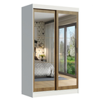 Clóset Tokio 2 Puertas Corredizas con Espejos Blanco/Marrón 218 cm x 109 cm x 54 cm
