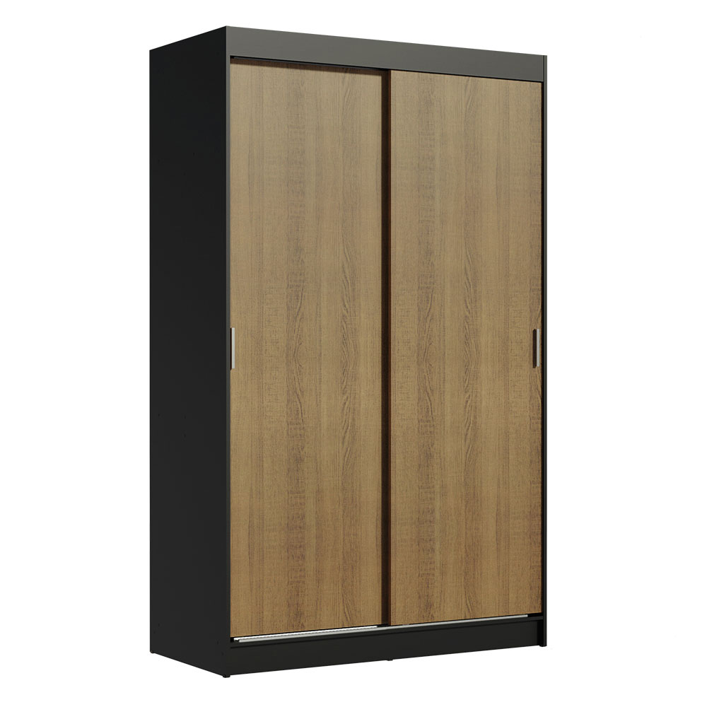 Clóset Tokio 2 Puertas Corredizas 2 Cajones Negro/Marrón 218 cm x 109 cm x 54 cm