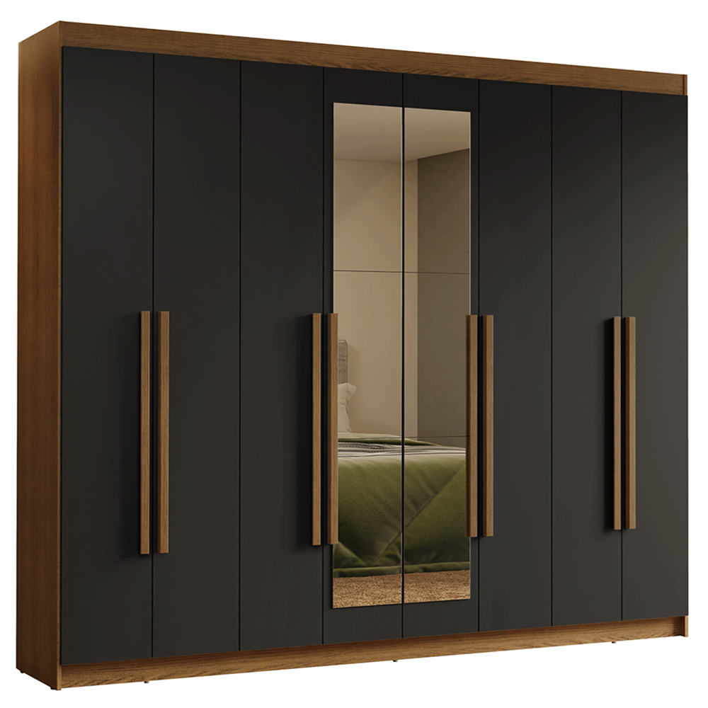 Closet Venus 8 Puertas 4 Cajones 2 Espejos MarrónNegro