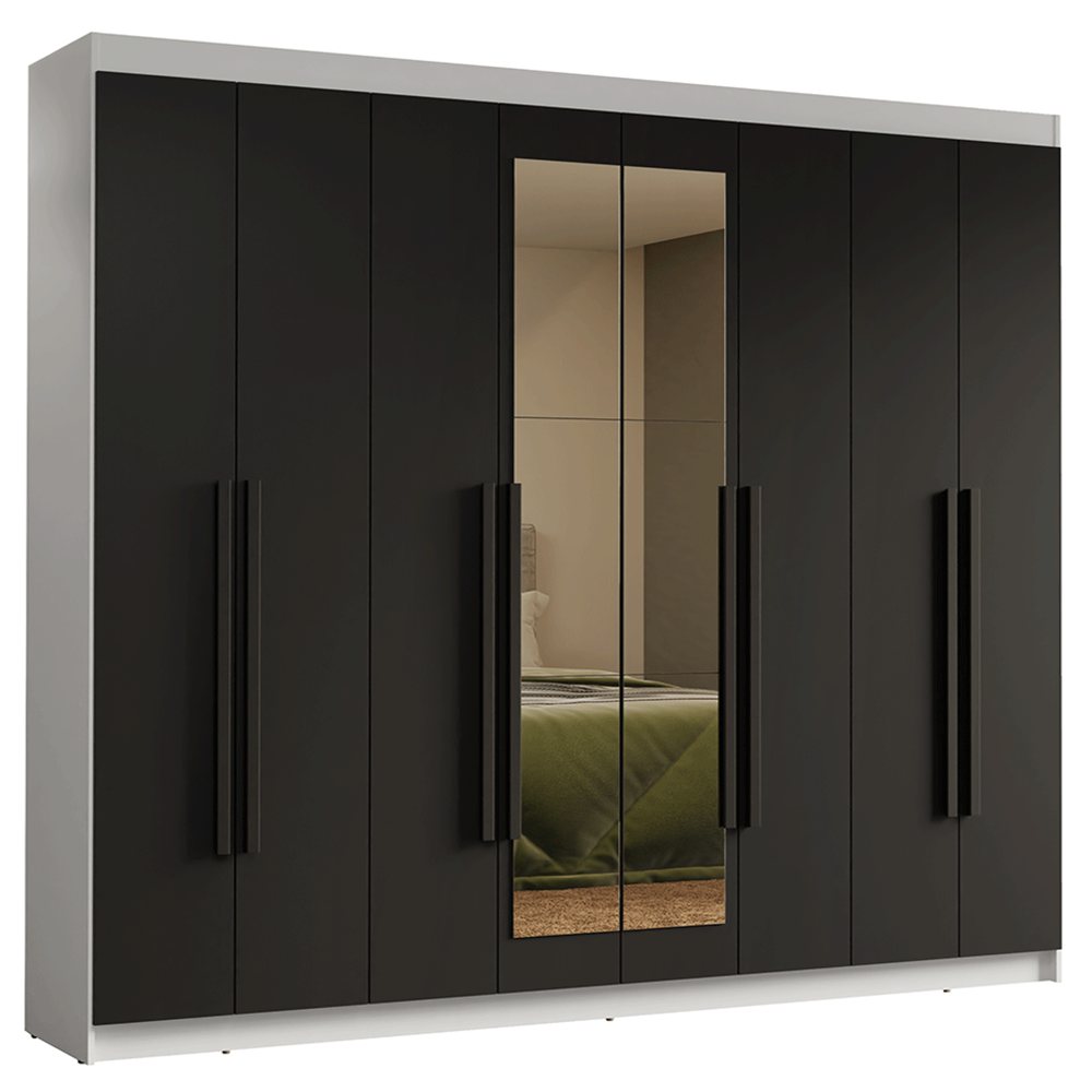 Closet Venus 8 Puertas 4 Cajones 2 Espejos BlancoNegro