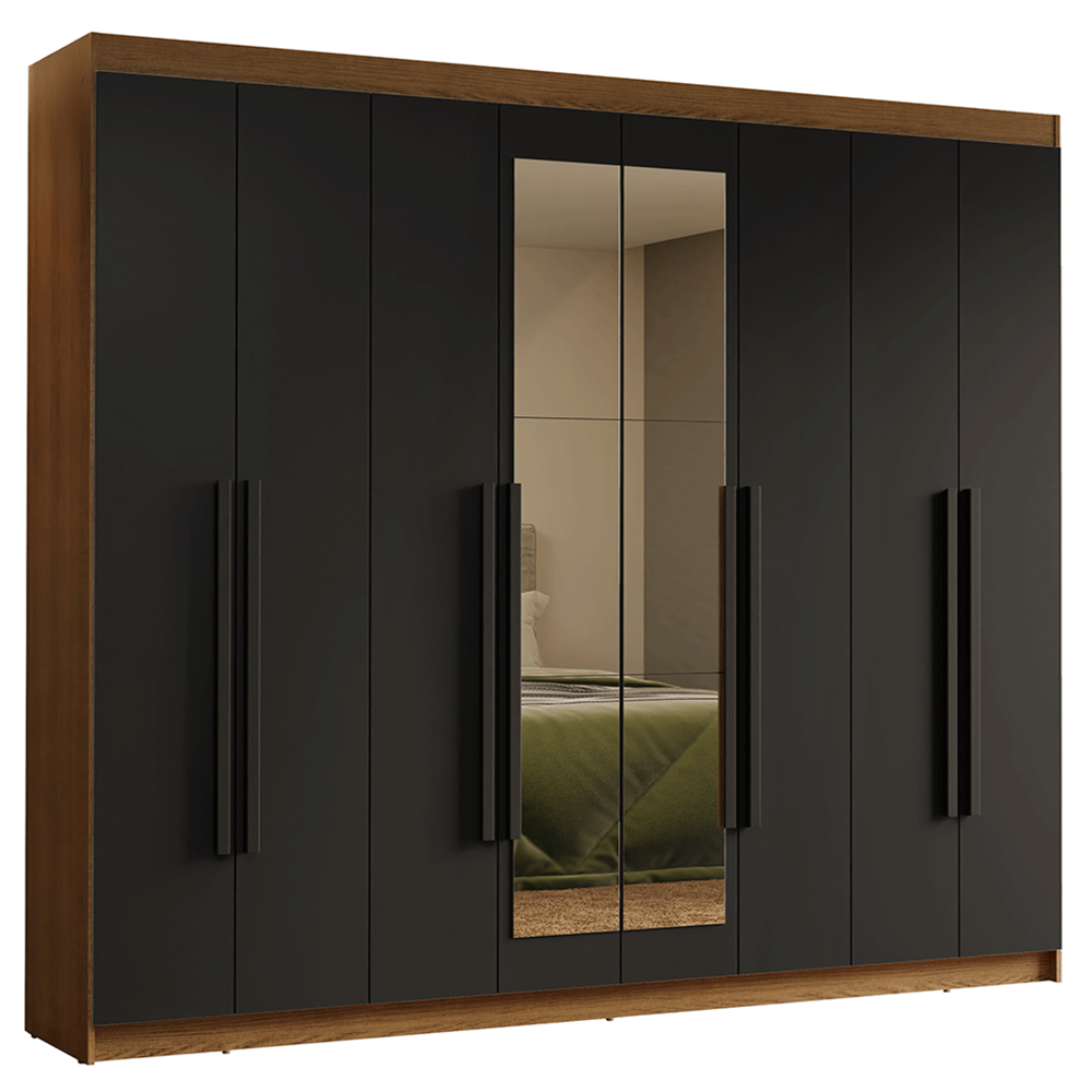 Closet Venus 8 Puertas 4 Cajones 2 Espejos MarrónNegro