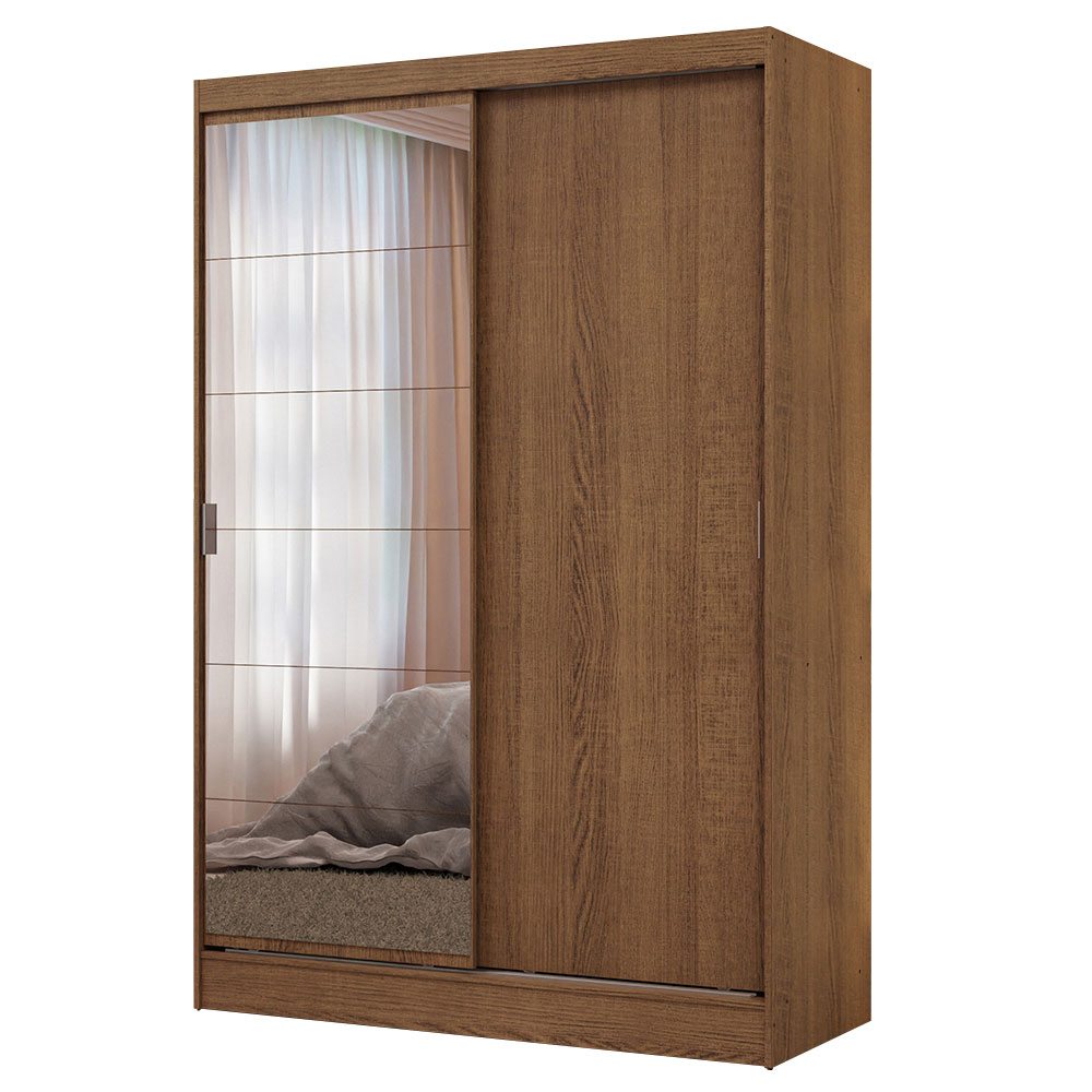 Closet Max 2 Puertas Corredizas 1 Espejo Marrón 183 cm x 119 cm x 54 cm