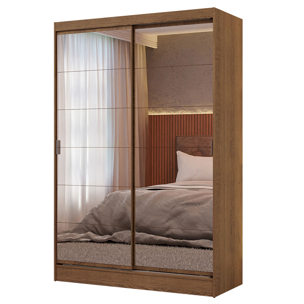 Closet Max 2 Puertas Corredizas con Espejos Marrón 183 cm x 119 cm x 54 cm