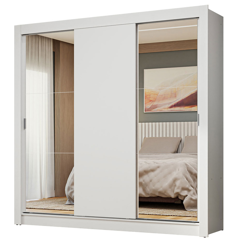 Clóset Nobre 3 Puertas Corredizas 2 Espejos Blanco 205 cm x 170 cm x 51 cm