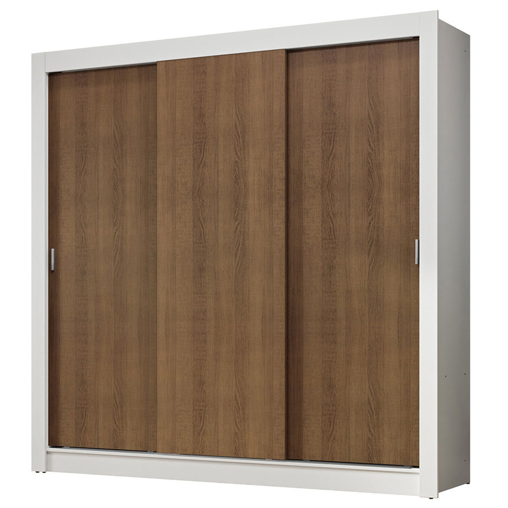 Clóset Nobre 3 Puertas Corredizas Blanco/Marrón 205 cm x 170 cm x 51 cm