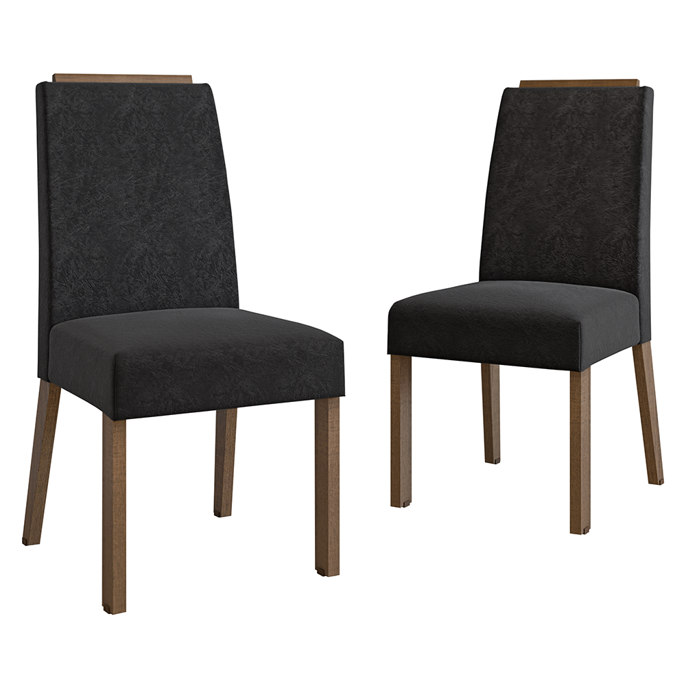 Kit 2 Sillas de Comedor Madesa 4255 Oxford con Borde Superior MarrónOxford