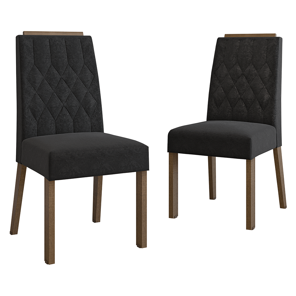 Kit 2 Sillas de Comedor Madesa 4256 Oxford con Borde Superior MarrónOxford