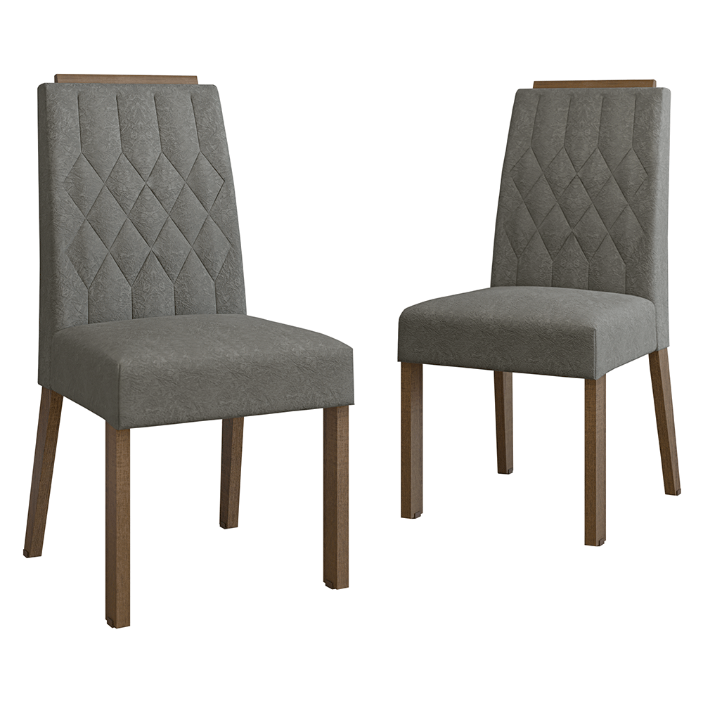 Kit 2 Sillas de Comedor Madesa 4256 Silver con Borde Superior MarrónPlateado