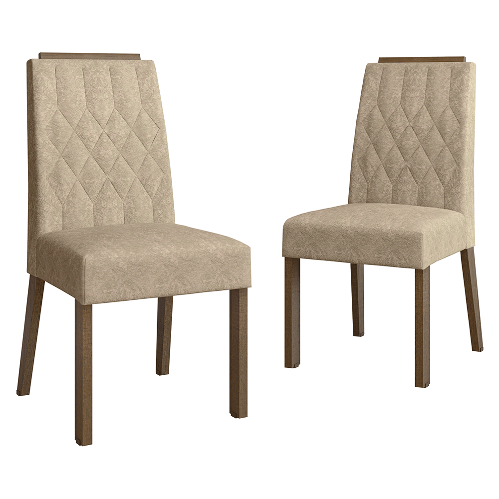 Kit 2 Sillas de Comedor Madesa 4256 con Borde Superior MarrónImperial