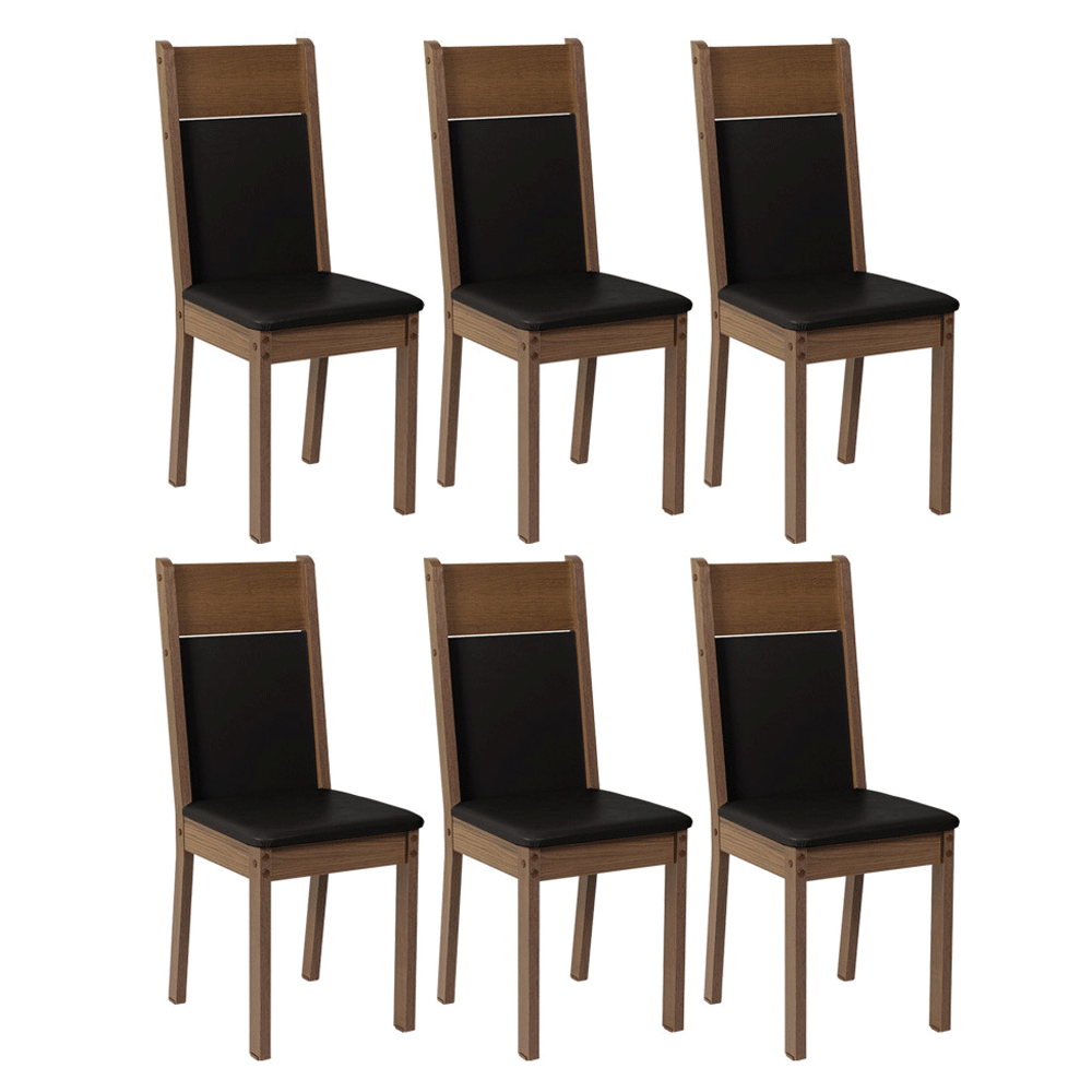 Kit con 6 Sillas de Comedor 4280 MarrónNegro
