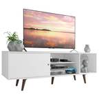 Centro de Entretenimiento Mesa para TV Dubai Hasta 65 Pulgadas Blanco (Patas Marrón)