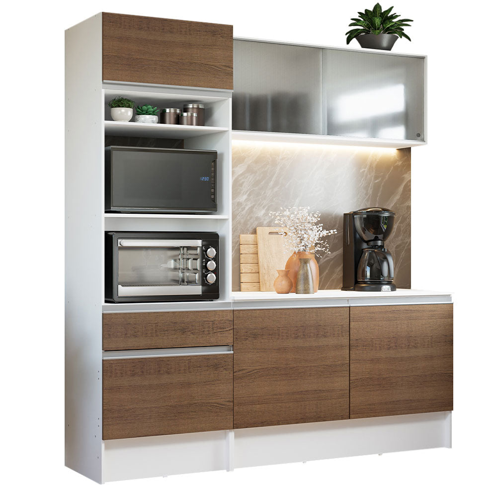 Cocina Integral Topazio 1.80 m con Encimera Blanco/Marrón