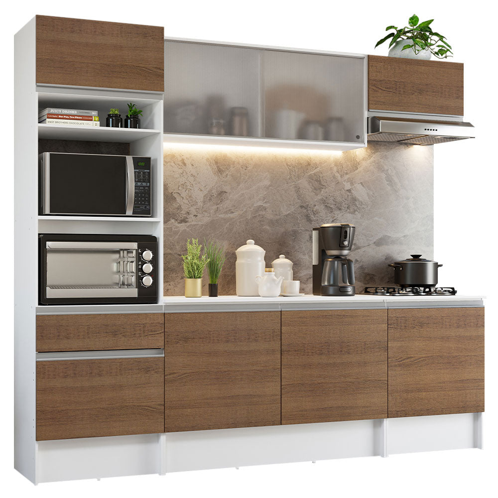 Cocina Integral Topazio 2.40 m con Encimera Blanco/Marrón